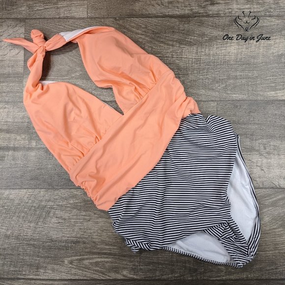 Maternity Halter Deep V Neck One Piece - Picture 3 of 3